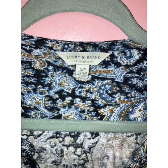 Lucky Brand Blue Paisley Long Sleeve Boho Blouse Size Small - Picture 4 of 7